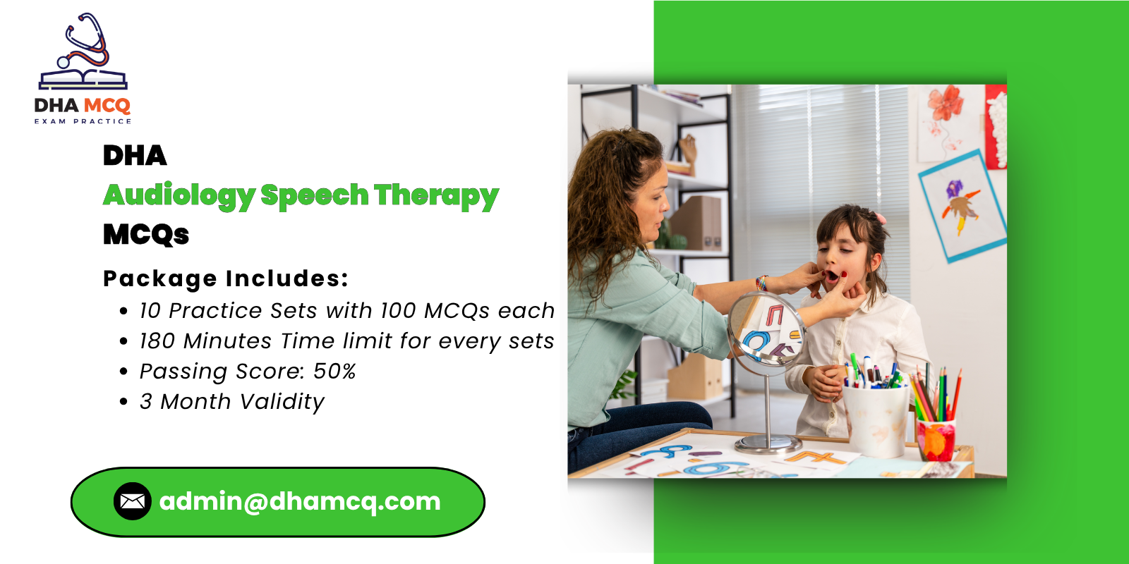 DHA audiology speech therapy MCQs